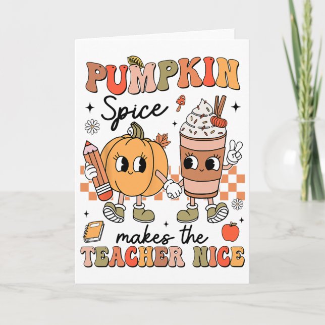Groovy Pumpkin Spice Makes Teacher Nice Fall Thank Card (Front)