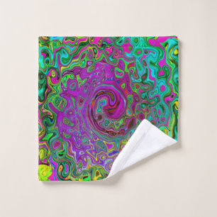 Groovy Purple Abstract Retro Liquid Swirl Bath Towel Set