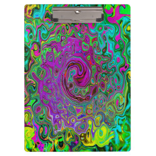 Groovy Purple Abstract Retro Liquid Swirl Clipboard