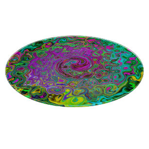 Groovy Purple Abstract Retro Liquid Swirl Cutting Board
