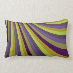 Groovy Purple and Green Rainbow Slide Stripes Patt Lumbar Pillow