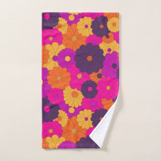 Groovy Purple and Pink Hippie Flower Power Hand Towel