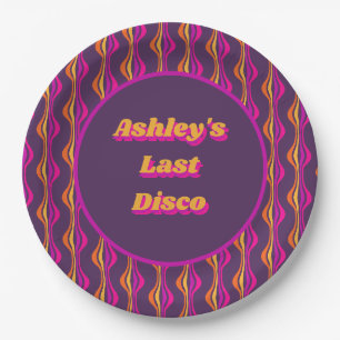 Groovy Purple Disco Bachelorette Party Paper Plate