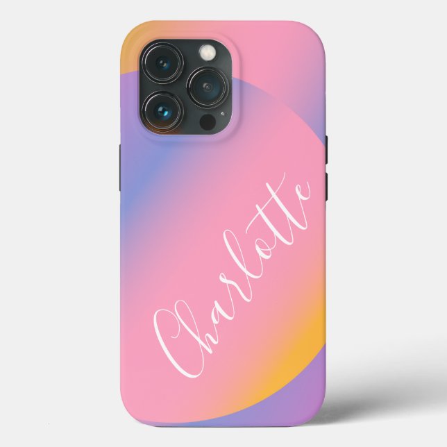 Groovy Purple Gradient | Personalized Script Name  Case-Mate iPhone Case (Back)