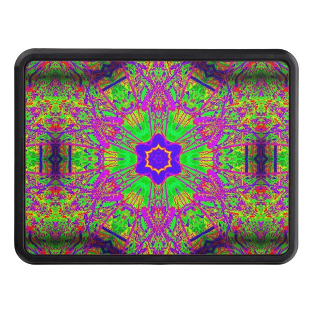 groovy purple green flower/star trailer hitch cover (Front)