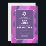Groovy Purple Waves Star David Custom Bar Mitzvah Invitation<br><div class="desc">Perfect card to announce a bat mitzvah, bar mitzvah or other Jewish celebration! Hand made art for you with handlettering on the back side! FULLY CUSTOMIZABLE! Click on “Personalize” above to edit the text. Click "edit using design tool" to adjust the fonts, colours and placements and to delete the back...</div>