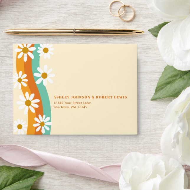 Groovy Rainbow 1970s Wedding RSVP Self Addressed Envelope (Wedding)