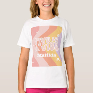groovy rainbow 5 is a vibe 60's retro daisy cool T-Shirt