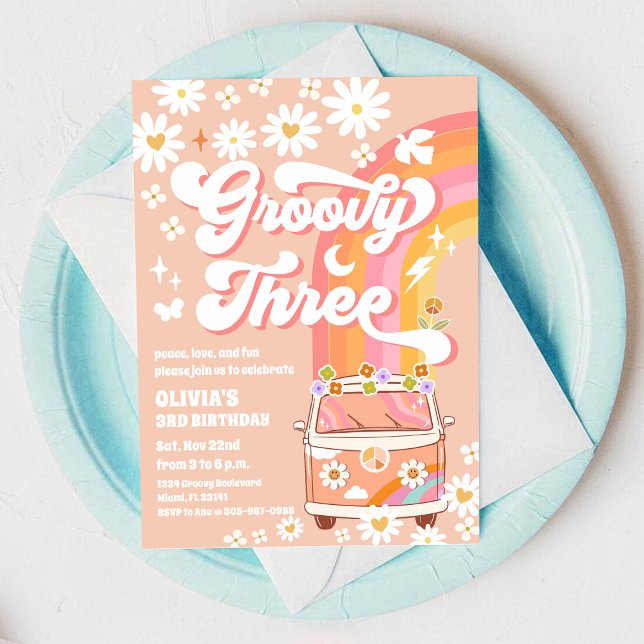 Groovy Rainbow Birthday Invitation (Creator Uploaded)