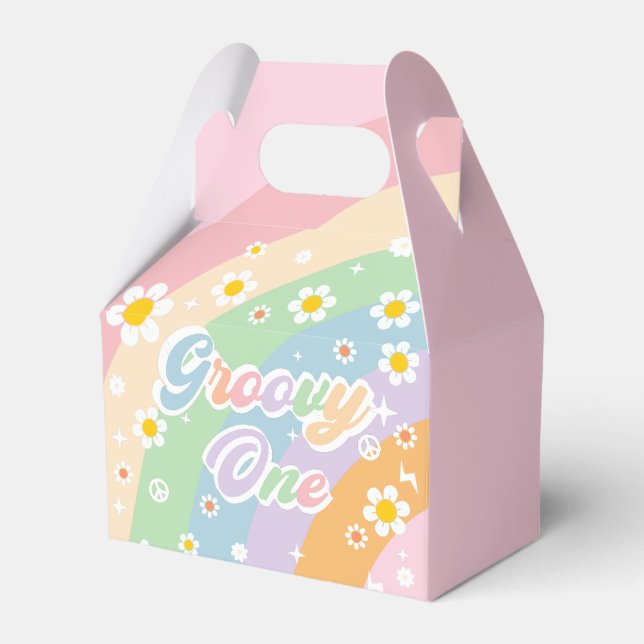 Groovy Rainbow Birthday Party Favour Box   (Front Side)