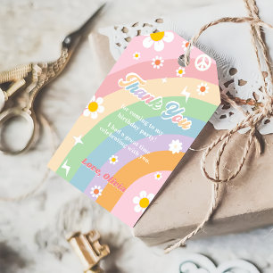 Groovy Rainbow Birthday Party Thank You Gift Tag