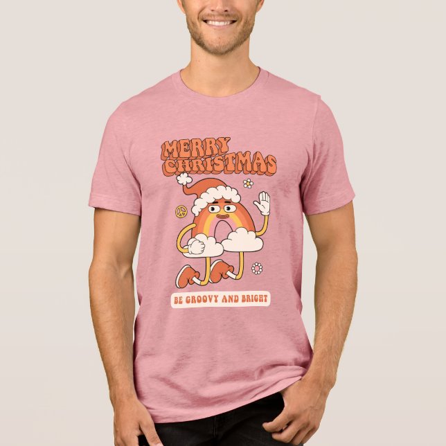 Groovy Rainbow Christmas - Be Bright and Merry Tri-Blend Shirt (Front)