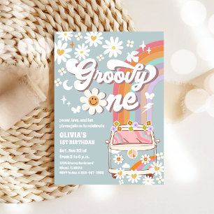 Groovy Rainbow First Birthday Invitation