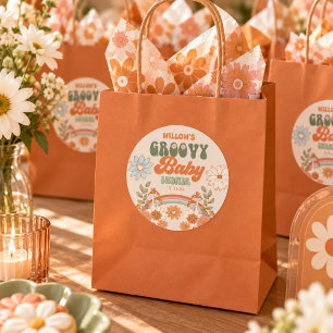 Groovy Rainbow Hippie Baby Shower Favour Stickers