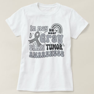 Groovy Rainbow In May We Wear Grey Brain Tumour  T-Shirt