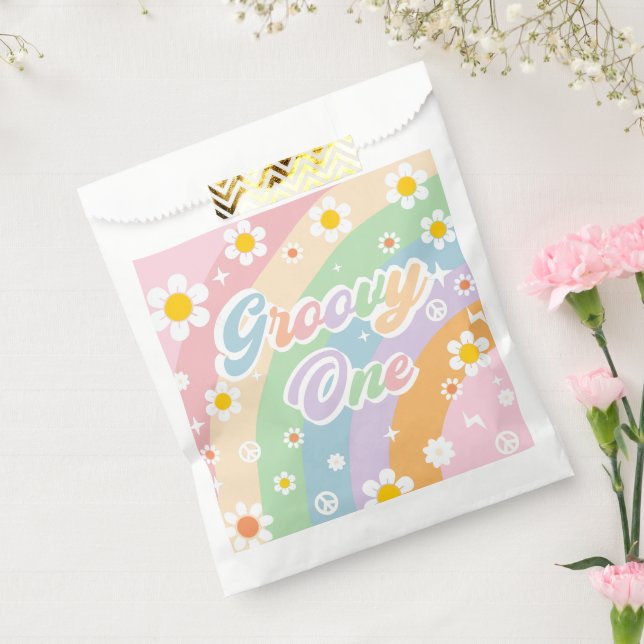 Groovy Rainbow Retro Daisy Birthday Party Favour Bag (Sealed)