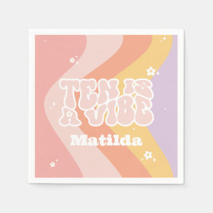 groovy rainbow ten is a vibe 60's retro daisy cool napkin