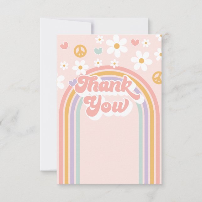 Groovy Rainbow Thank You Card (Front)