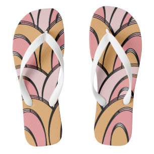 Groovy Rainbows Orange Pink Pattern Flip Flops