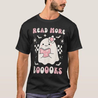 Groovy Read More Books Cute Ghost Boo Funny Hallow T-Shirt