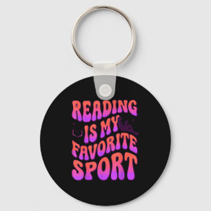 Groovy reading is favourite sport funny book lover keychain