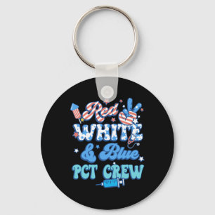 Groovy Red White Blue Pct Crew 4th Of July Keychain