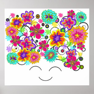 Groovy Rerto Flower Head Poster