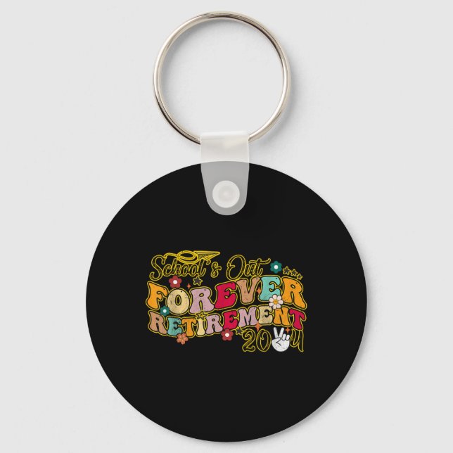 Groovy Retired Summer 2024 Schools Out Forever Keychain (Front)