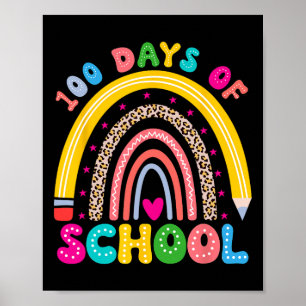 Groovy Retro100 Days Of School Rainbow 100th Day O Poster
