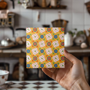 Groovy Retro 1970s Wallpaper Style Decorative Tile