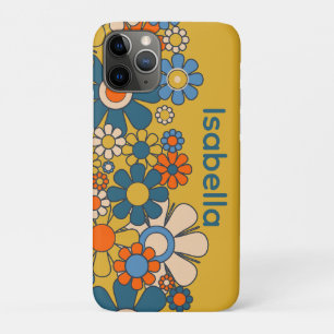 Groovy Retro 60s 70s Flowers Personalized iPhone 11 Pro Case