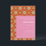 Groovy Retro 60s Flowers Orange Pink Bat Mitzvah Invitation<br><div class="desc">Groovy Retro 60s Flowers Orange and Pink Bat Mitzvah Invitation</div>