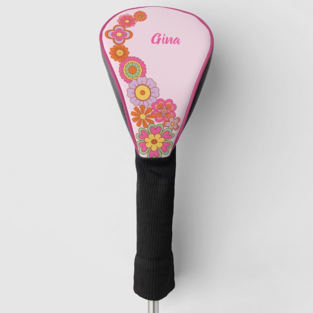 Groovy Retro 60s Hippie Golf Head Cover (Front)