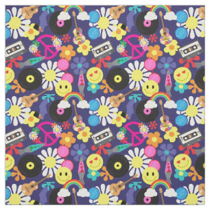 Groovy Retro 60s Hippie Pattern Fabric