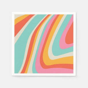 Groovy Retro 60s Wavy Lines Napkin