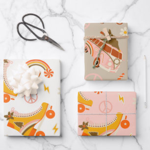 Groovy Retro 70’s Christmas Wrapping Paper Sheet