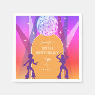 Groovy Retro 70s 80s Disco 30th Birthday Party Napkin