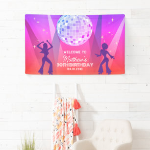 Groovy Retro 70s 80s Disco 30th Birthday Welcome Banner