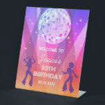 Groovy Retro 70s 80s Disco 30th Birthday Welcome Pedestal Sign<br><div class="desc">Groovy Retro 70s 80s Disco 30th Birthday Welcome Banner</div>