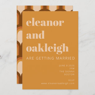 Groovy Retro 70s Design Bold Ochre Yellow Wedding Invitation
