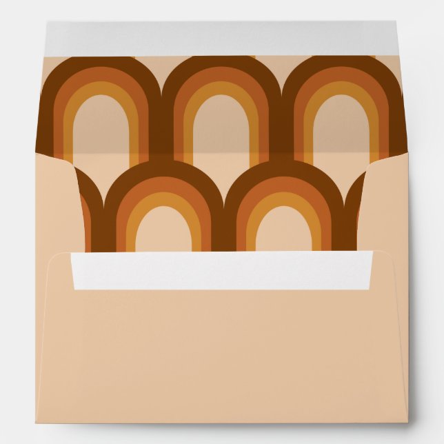 Groovy Retro 70s Design in Brown Wedding Matching Envelope (Back (Bottom))