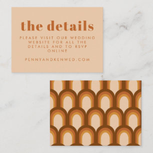 Groovy Retro 70s Design in Brown Wedding Website  Enclosure Card