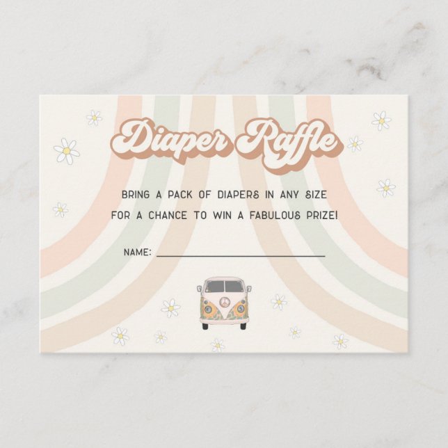groovy retro 70s diaper raffle invitation insert (Front)