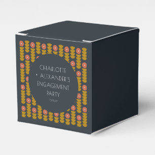 Groovy Retro 70s Floral Custom Engagement Party  Favor Box