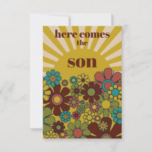 Groovy Retro 70s Here Comes the Son Baby Shower Invitation