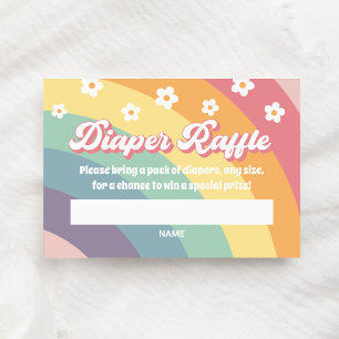 Groovy Retro 70s Rainbow Diaper Raffle Ticket Enclosure Card