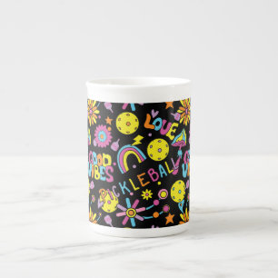 Groovy, retro 90s, black bone china mug