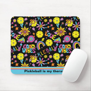  Groovy, retro 90s, black Mouse Pad