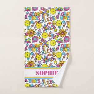 Groovy, retro 90s, white  hand towel