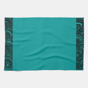 Groovy Retro Abstract Swirl Teal Peacock Turquoise Kitchen Towel